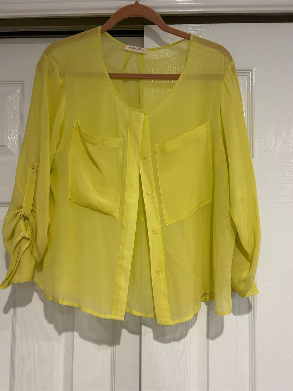 Lightweight Sheer Blouse in Lemon Yellow by Unknown Brand
